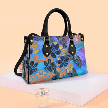 FORUDESIGNS/ дамска кожена чанта, цветни торбички за пазаруване с градиентным дизайн Frangipani, ежедневни чанти-тоут с горната дръжка, аксесоари, подарък - Изображение 2  