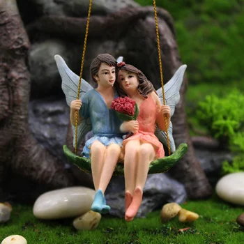 Фигурки Романтична двойка на Мода Цвете Малка Приказна градина Микроландшафт Художественото оформление на дома от смола - Изображение 2  