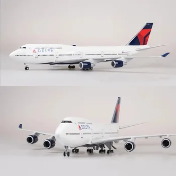Самолет 747 B747 в мащаб 47 см 1/150 Модел на самолет на Авиокомпания DELTA с леки колела, Хвърли под натиск От Смола, за събиране на - Изображение 1  