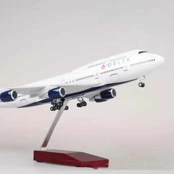 Самолет 747 B747 в мащаб 47 см 1/150 Модел на самолет на Авиокомпания DELTA с леки колела, Хвърли под натиск От Смола, за събиране на - Изображение 2  