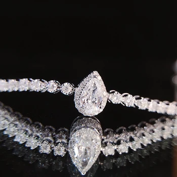 Гривна LUOWEND от 100% бяло злато 18 Карата, обручальный гривна с истински естествени диаманти за жени, луксозни декорации за партита в минималистичном стил - Изображение 2  
