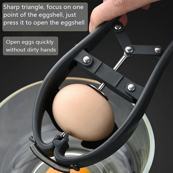 Черна отварачка за яйца, автоматичен инструмент за разбиване на яйца, обикновен нож за рязане на черупката, кухненски инструменти - Изображение 1  