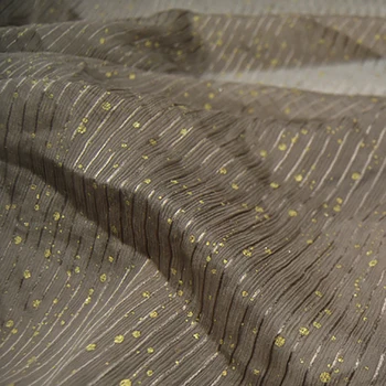 Мека коприна тъкани от 100% жоржета със златен пряжей за женски рокли - Изображение 2  