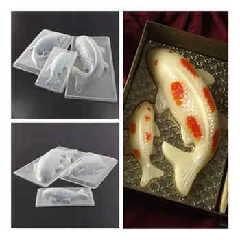 Риба Пластмасови 3D форма за шоколад за торта Желе Форма за Шугаркрафта Ръчно изработени Инструмент за печене Мус Скърпвам Кубче Лед Форма за свещ - Изображение 1  