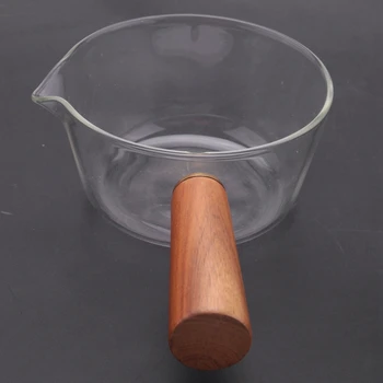 2 Стъклени молочника с дървена дръжка, 400 мл, Тенджера за приготвяне на салата с юфка, Посуда и прибори за газова печка - Изображение 2  