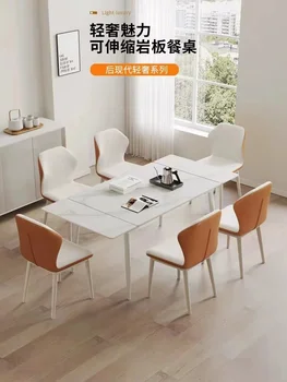 Модерна минималистичная каменна лента, Телескопична сгъваема комбинация от масата за хранене и стол за малко домакинство, Правоъгълна маса за хранене - Изображение 2  