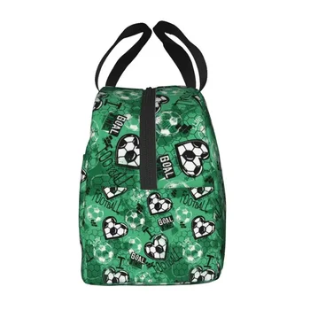 Чанта за обяд с футболния модел, дамски чанти-хладилник, термоизолированный контейнер за обяд, детски чанти за училище, работа, храна за пикник - Изображение 2  