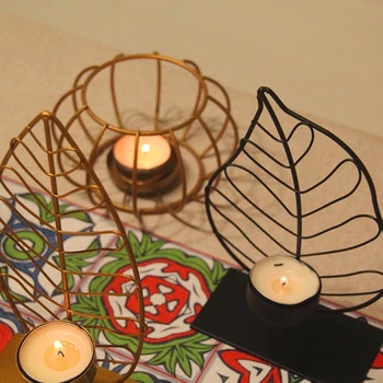 Свещник с листа в скандинавски стил, свещник, сватбени и свещници, украси за дома за Коледа, за Украса на дома масата със свещи - Изображение 2  