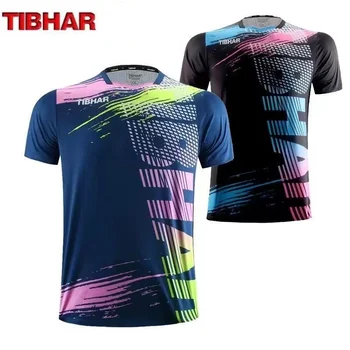 Неподправена мъжки дрехи за тенис на маса Tibhar 02306, дамски дрехи, тениска, риза с къс ръкав, риза за пинг-понг, Спортни тениски, - Изображение 1  