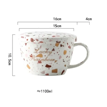 Ceramic2024Mug с капак, на Специална чаша с прорези, Купа за закуска, Чаша, Прекрасен подарък за любителите на чай от Малък офис/домашен офис - Изображение 1  