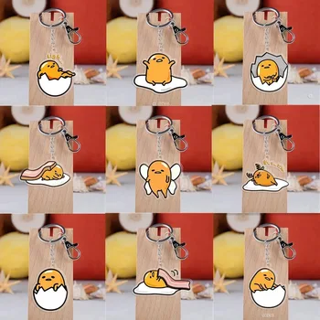 Серия Sanrio Kawai Гудетама Акрилен Ключодържател Аниме Сладък Мързелив Яйчен Жълтък Брат Двупосочен Прозрачен Раница Висулка Подарък - Изображение 1  