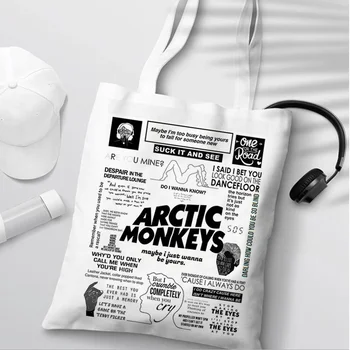 Arctic Monkeys пазарска чанта чанта за преработка на продукти от памучен множество чанта bolsas de tela bolsa bag bolsas ecologicas ecobag тъкани на поръчка - Изображение 2  