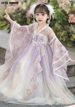 Рокля Hanfu за момичета, традиционен китайски текстилен инвентар, Етап костюми за древните народни танци, Ориенталски Детски костюми на приказни принцеси, Cosplay - Изображение 2  