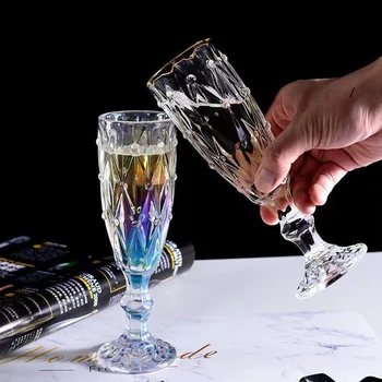 Ретро Чаша вино, Чаша за шампанско, Чаши за вино, Чаша за уиски, Чаши за пиене, Луксозен набор от Кристал на съдове за бар - Изображение 2  