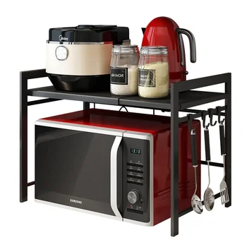 Кухненски стойка за съхранение, поставки за печки, прибиращ се поставка за микровълнова печка, рафтове за съхранение - Изображение 1  