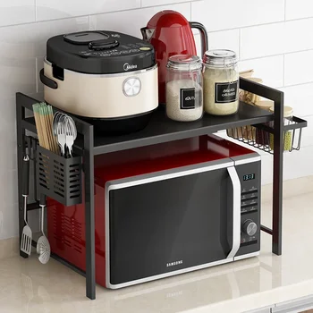 Кухненски стойка за съхранение, поставки за печки, прибиращ се поставка за микровълнова печка, рафтове за съхранение - Изображение 2  