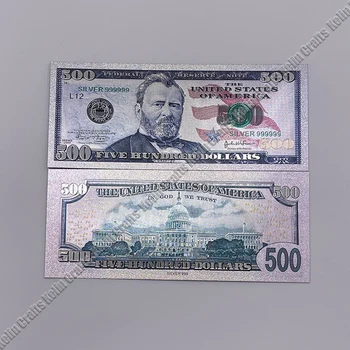 Нови продукти Американските банкноти по 500 долара, Сребърните банкноти, деноминирани 999 долара Сувенирни подаръци - Изображение 1  