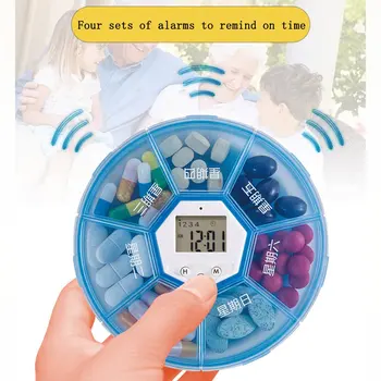 Нов преносим Интелектуална аларма време с напомняне, Електронна кутия за лекарства с таймер, Умна кутия за хапчета, Тайната кутия, Аксесоари за лекарства - Изображение 1  