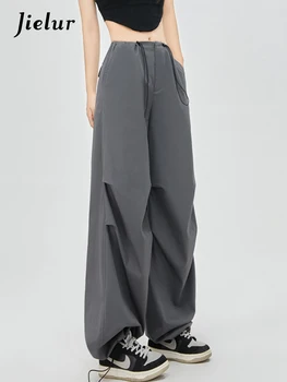 Реколта дамски панталони-карго Jielur с ниска талия, сексуална ежедневни панталони на експозиции в американски стил, обикновена прости дамски панталони - Изображение 2  
