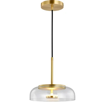 Модерни led Стъклени висящи лампи, Лампа за кухня, трапезария, Висящи лампи за спалня, Домашно осветление, Декор Злато - Изображение 1  
