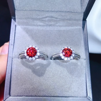 Нов пръстен с червен муассанитом индивидуален дизайн, сребро 925 проба, красив цвят, пенливи, Диамант 1 карат D VVS1 - Изображение 1  