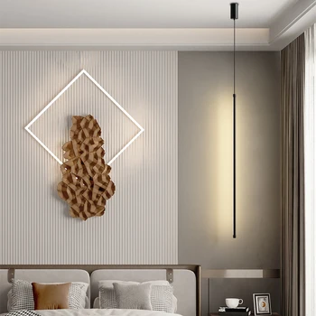 Модерни led висящи лампи Минималистичные полилеи от черно алуминий за хранене, декор спални, прикроватного фон, окачена лампа - Изображение 2  