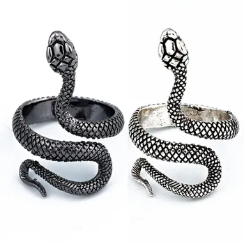 Пръстени за мъже И жени, пънк-готик пръстен със змия, Преувеличени Черно покритие, Готически Регулируеми украса за партита, женски украси за партита - Изображение 1  
