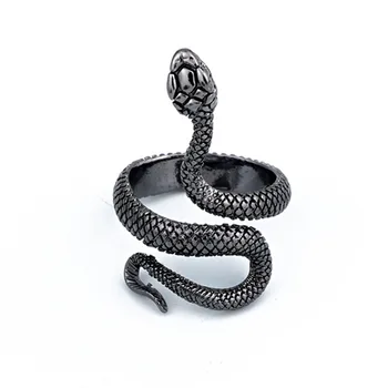 Пръстени за мъже И жени, пънк-готик пръстен със змия, Преувеличени Черно покритие, Готически Регулируеми украса за партита, женски украси за партита - Изображение 2  