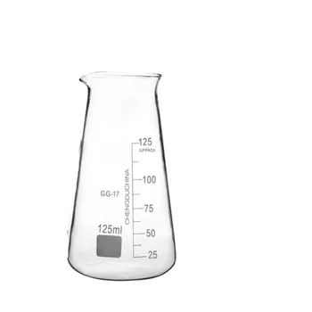 125 мл Конична трехугольный чаша, Химическа лаборатория, Боросиликатный триъгълни чаша от прозрачно стъкло с чучур, БЕЗПЛАТНА ДОСТАВКА - Изображение 1  