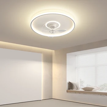 Кръгли вентилатори За всекидневна, кухня, спалня, кухня, домашен интериор, вътрешно осветление, полилеи с регулируема яркост лампи с дистанционно управление - Изображение 2  