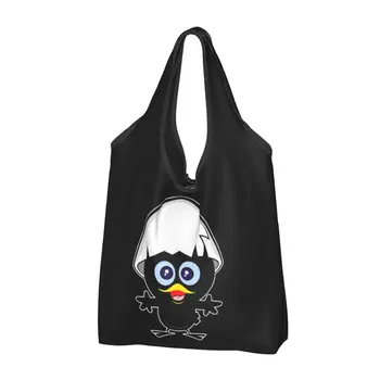 Модни чанти-тоут Kawaii Calimero Черно Пиле за пазаруване, преносима чанта за пазаруване в магазини с мультяшными комиксами - Изображение 1  
