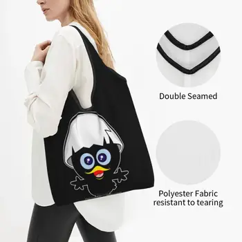 Модни чанти-тоут Kawaii Calimero Черно Пиле за пазаруване, преносима чанта за пазаруване в магазини с мультяшными комиксами - Изображение 2  