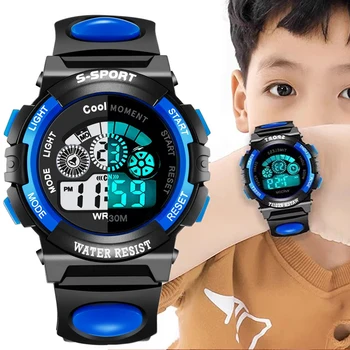 Детски електронни часовници, Детски светещи часовници, водоустойчиви мултифункционални часовници, цифрови Led ръчни часовници за момчета и момичета - Изображение 1  