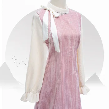 Вечерна рокля с шал яка подпора, винтажное традиционните китайски рокля Ципао, Секси Елегантна бархатное дълга тънка рокля Чонсам - Изображение 2  