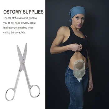 Кръгли ножици за стома, за да проверите за стома, фризьорски салон чанта, медицинска затупка от неръждаема стомана за рязане на - Изображение 2  