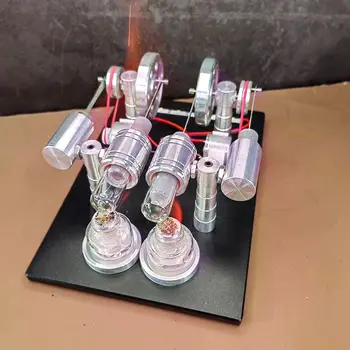 Генератор на двигателя на Стърлинг модел на двигателя на mini micro висока мощност, с четирицилиндров двигател, научно експериментална механично оборудване - Изображение 2  