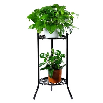 Двупластова елегантна метална стойка за растения Полк Титуляр за растения в саксии Съвременните високи стойки за саксии за вътрешен и външен декор B - Изображение 2  