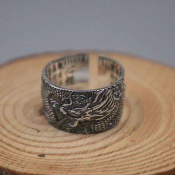 В момента пръстен от сребро 925 проба за мъже, властна пръстен с изображение на дракон, мъжки индивидуалност, винтажное сребърен отворено голям пръстен, 8-12 долара - Изображение 2  