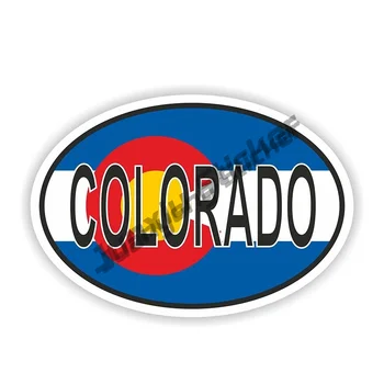 Vinyl стикер с флага на щата Колорадо Овални автомобили самозалепващи стикер за windows камиони, леки автомобили и лаптоп компютри, аксесоари за Кола KK13cm - Изображение 1  