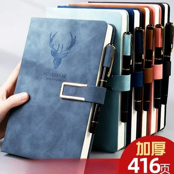 Супер як Бизнес Бележник за студенти формат А5 в кожени корици, Дебел Прост Дневник на корейската версия на Ретро стил на Едро - Изображение 2  