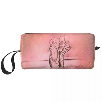 Балетные обувки Розова косметичка Дамски модни косметичка за балерина голям капацитет, косметичка за съхранение на козметични продукти, чанти за тоалетни принадлежности - Изображение 1  