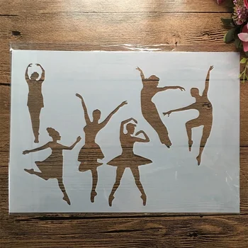 Танцуващи момичета с заколкой формат А4 29 см Шаблони за наслояване собствените си ръце, Стенни Картини за Оцветяване за албуми, Щамповане на Албум Декоративен модел - Изображение 1  