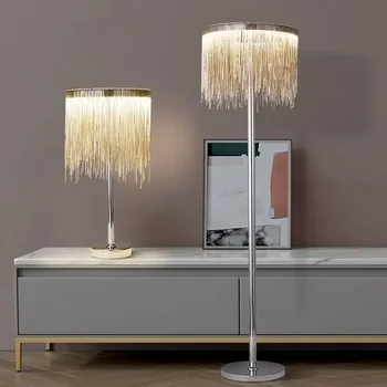 Постмодернистский led лампиона от хромированного метал за хол, спалня, лампи в стил ар-деко Nordic Standing Luminaria - Изображение 1  