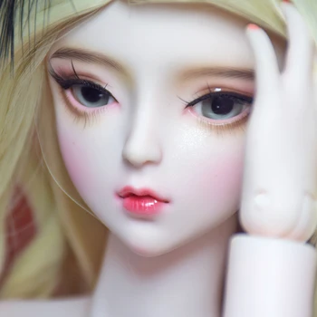СИСОН БЕННЕ 1/3 BJD Кукла-момиченце ръст от 24 инча в черна рокля, руса перука, Сиви очи, пълен комплект - Изображение 2  