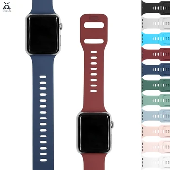 Силиконов ремък Lebanda за Apple Watch серия 7 6 SE 5 4 3 2 спортен каишка за iWatch 41 45 мм с модерен дизайнерски катарама на китката - Изображение 1  