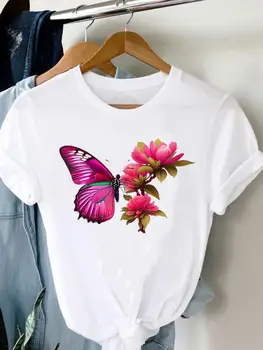 Тренд 90-те с участието на букви семки, женска тениска с шарени, модерни ежедневни тениски с изображение, тениска с принтом, дрехи - Изображение 2  