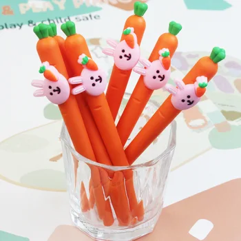 Сладък морков мека гел писалка мультяшная която симулира дръжка студентите изучават творчески канцеларски материали 0,5 мм черната водна дръжка - Изображение 1  
