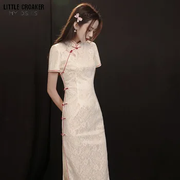 Жена Ципао 2023, Нова лятна рокля с къс ръкав в китайски стил Ретро Чонсам, Подобрена ежедневна рокля за млади момичета - Изображение 1  