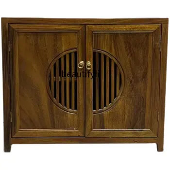 Нов чай шкафче от масивно дърво в китайски стил, шкаф за чай от орехово дърво, шкаф за чайна стая Дзен, шкаф за варене, ниска корпусна мебел - Изображение 1  