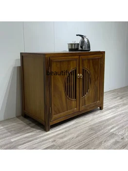 Нов чай шкафче от масивно дърво в китайски стил, шкаф за чай от орехово дърво, шкаф за чайна стая Дзен, шкаф за варене, ниска корпусна мебел - Изображение 2  